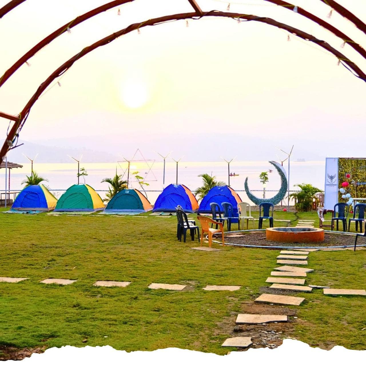 Evening view during camping beside Pawna Lake