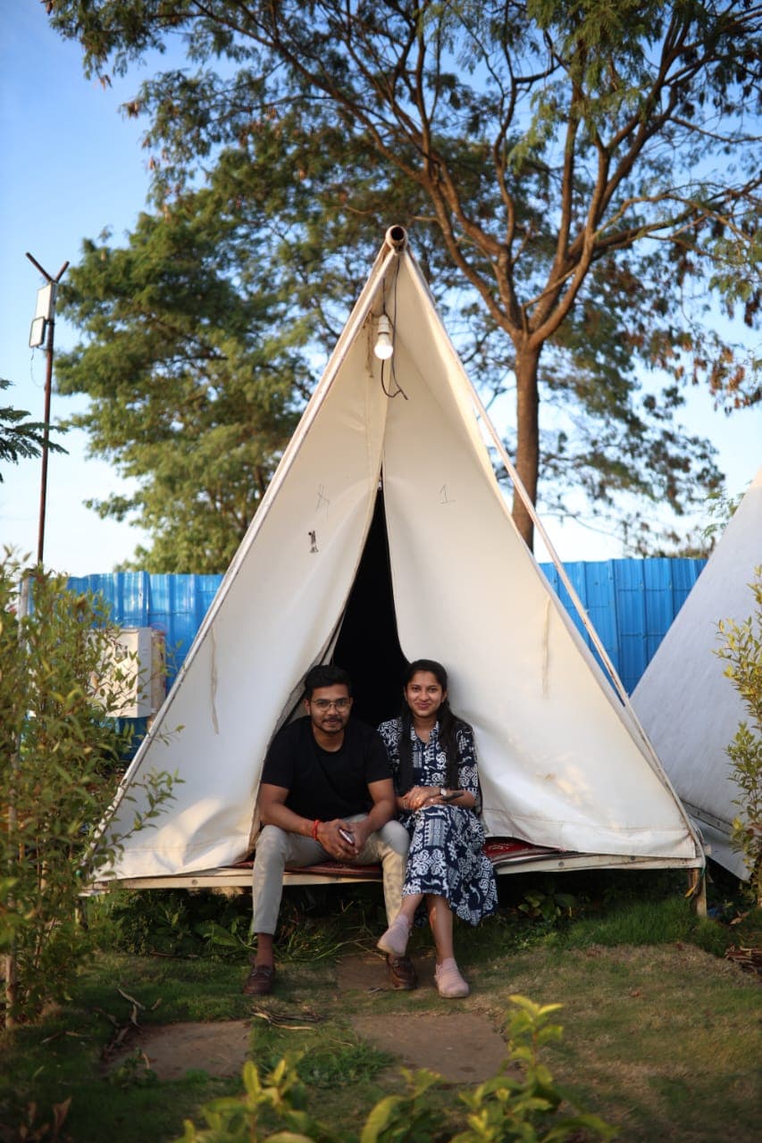 Triangle glamping accommodation at Pawna Lake