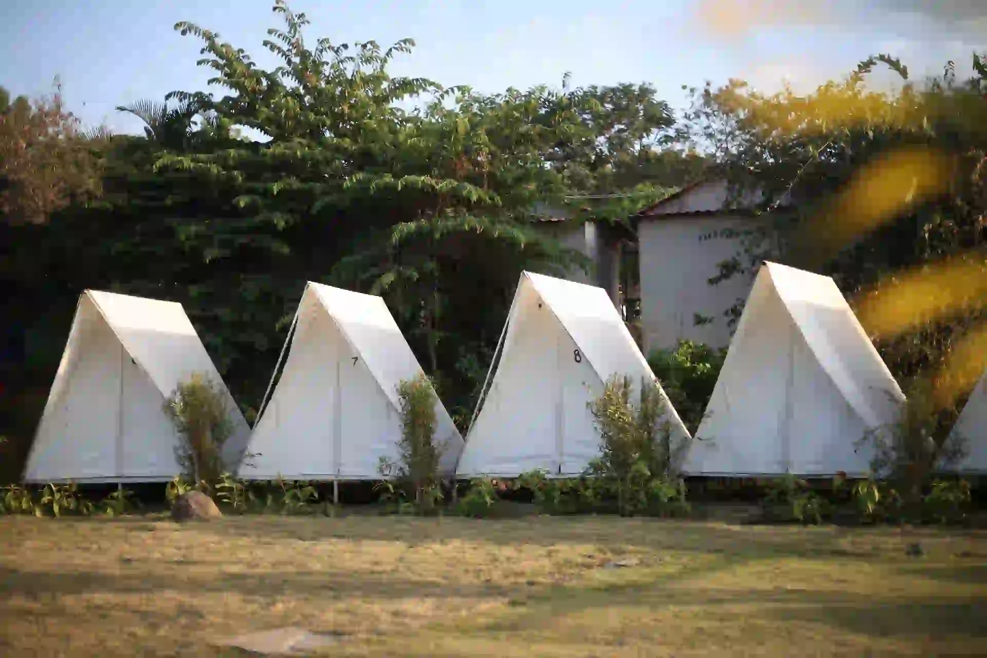 Premium triangle glamping tent at Pawna Lake